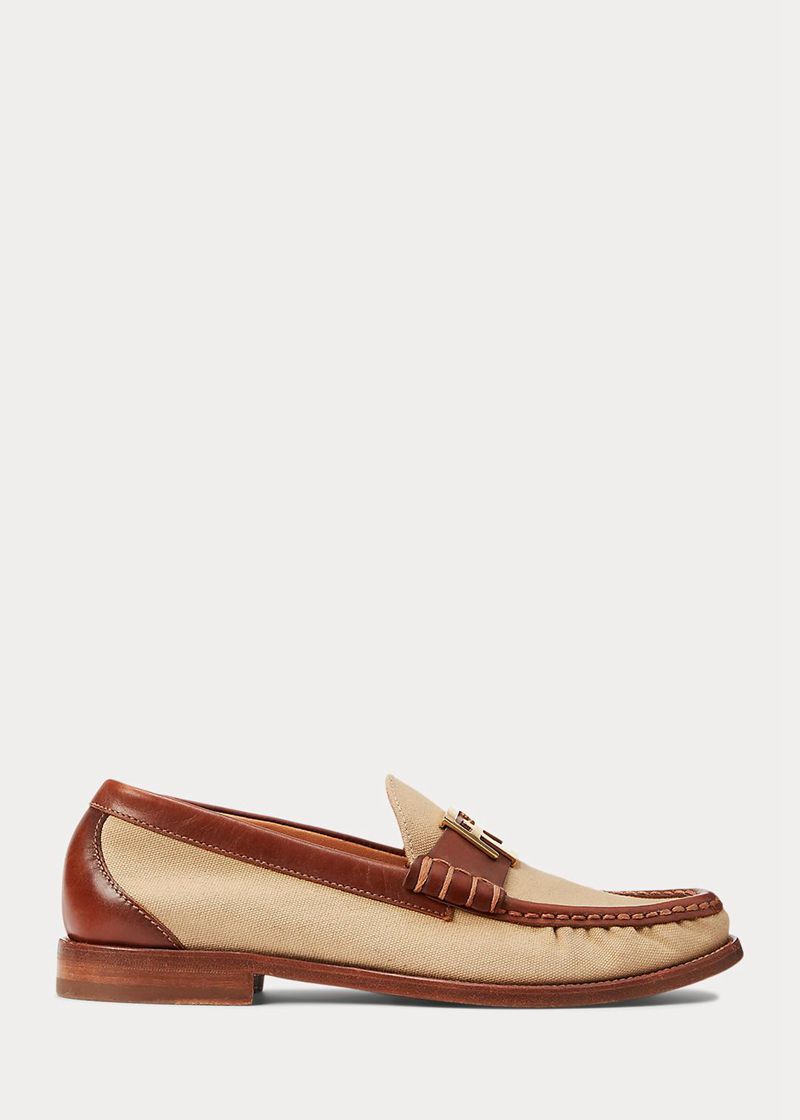 Alpargatas Ralph Lauren Mujer Harlan Lona & Calfskin Loafer Chile Marrones YLWXV-3712